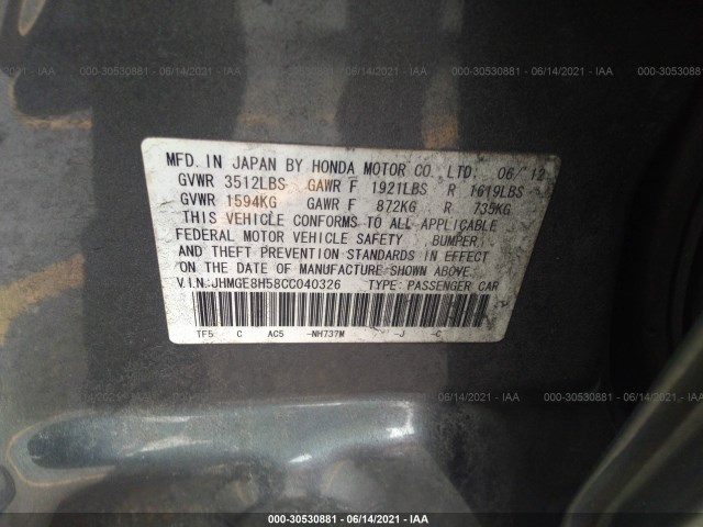 Photo 8 VIN: JHMGE8H58CC040326 - HONDA FIT 