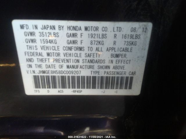 Photo 8 VIN: JHMGE8H58DC009207 - HONDA FIT 