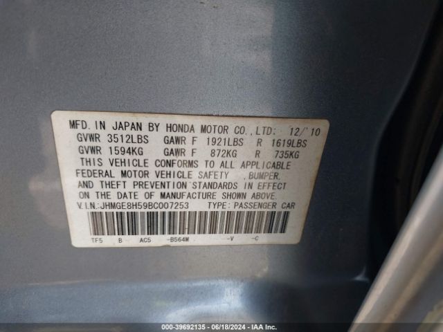 Photo 8 VIN: JHMGE8H59BC007253 - HONDA FIT 