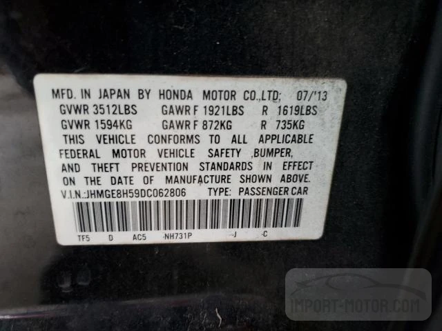 Photo 11 VIN: JHMGE8H59DC062806 - HONDA FIT 