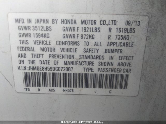 Photo 8 VIN: JHMGE8H59DC072087 - HONDA FIT 