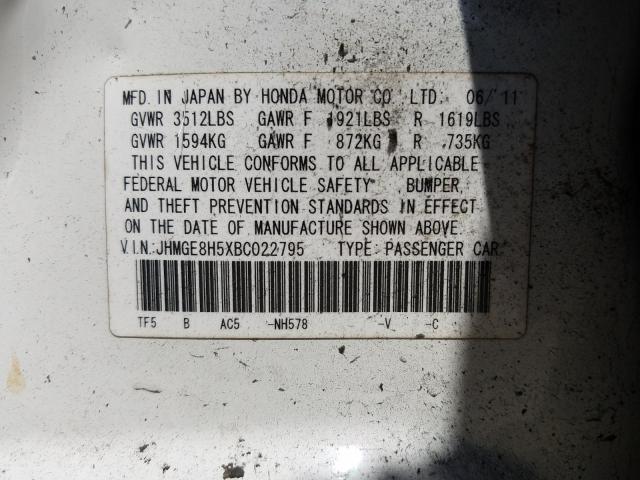 Photo 9 VIN: JHMGE8H5XBC022795 - HONDA FIT SPORT 