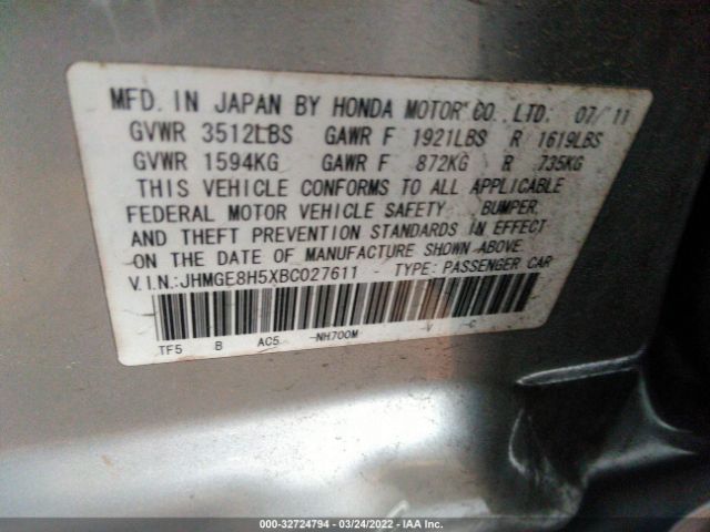 Photo 8 VIN: JHMGE8H5XBC027611 - HONDA FIT 