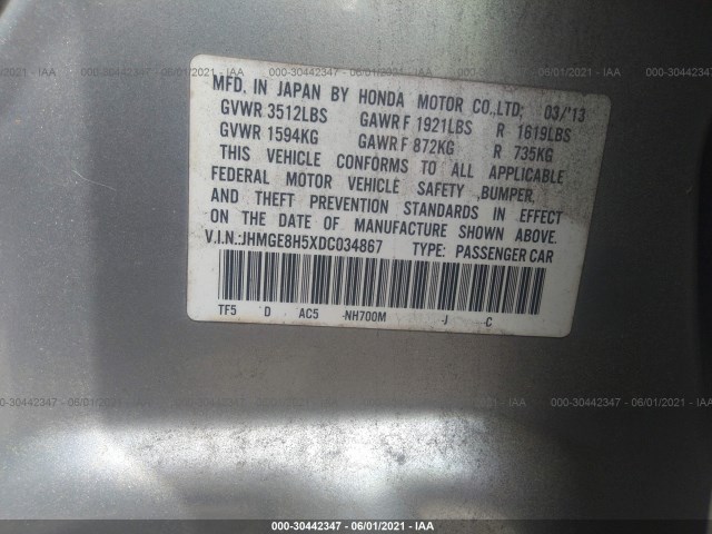 Photo 8 VIN: JHMGE8H5XDC034867 - HONDA FIT 