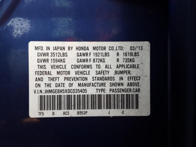 Photo 9 VIN: JHMGE8H5XDC035405 - HONDA FIT SPORT 