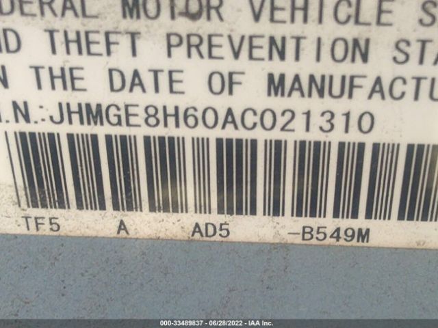 Photo 8 VIN: JHMGE8H60AC021310 - HONDA FIT 