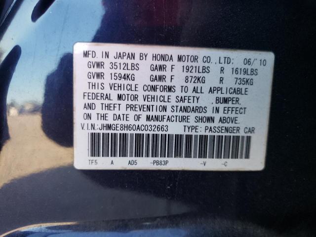 Photo 11 VIN: JHMGE8H60AC032663 - HONDA FIT SPORT 