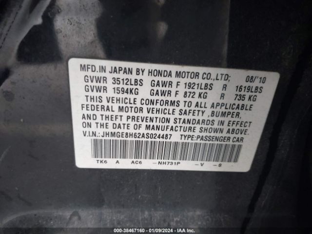 Photo 8 VIN: JHMGE8H62AS024487 - HONDA FIT 