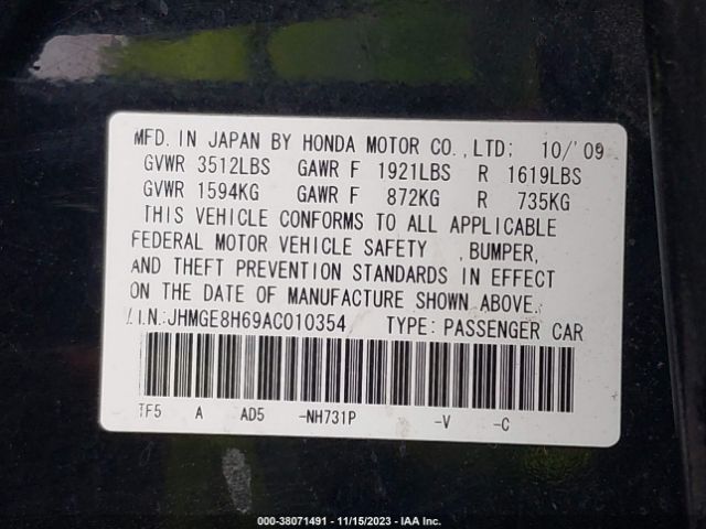 Photo 8 VIN: JHMGE8H69AC010354 - HONDA FIT 