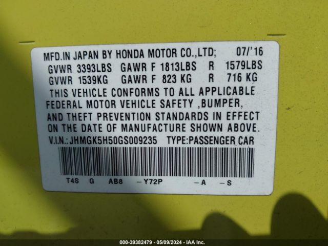 Photo 8 VIN: JHMGK5H50GS009235 - HONDA FIT 