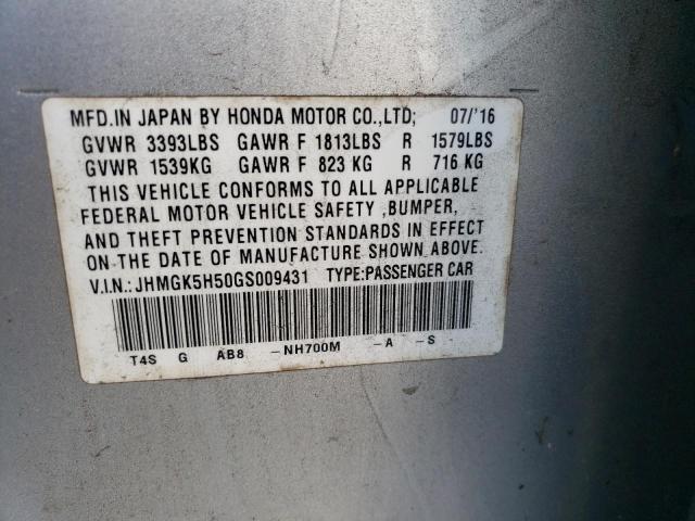 Photo 12 VIN: JHMGK5H50GS009431 - HONDA FIT LX 