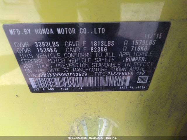 Photo 8 VIN: JHMGK5H50GX013529 - HONDA FIT 