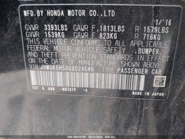 Photo 8 VIN: JHMGK5H50GX024546 - HONDA FIT 