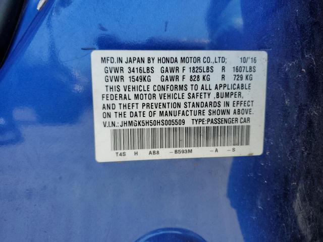 Photo 11 VIN: JHMGK5H50HS005509 - HONDA FIT 