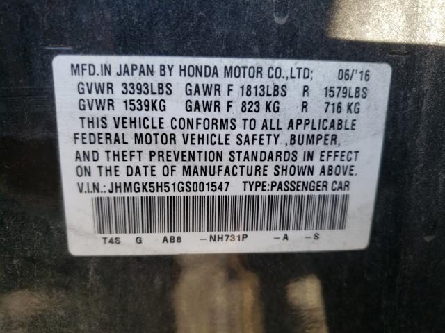 Photo 9 VIN: JHMGK5H51GS001547 - HONDA FIT LX 