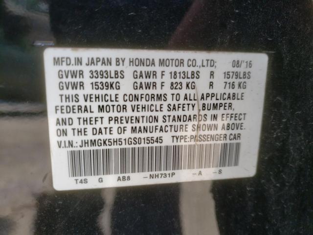 Photo 9 VIN: JHMGK5H51GS015545 - HONDA FIT LX 