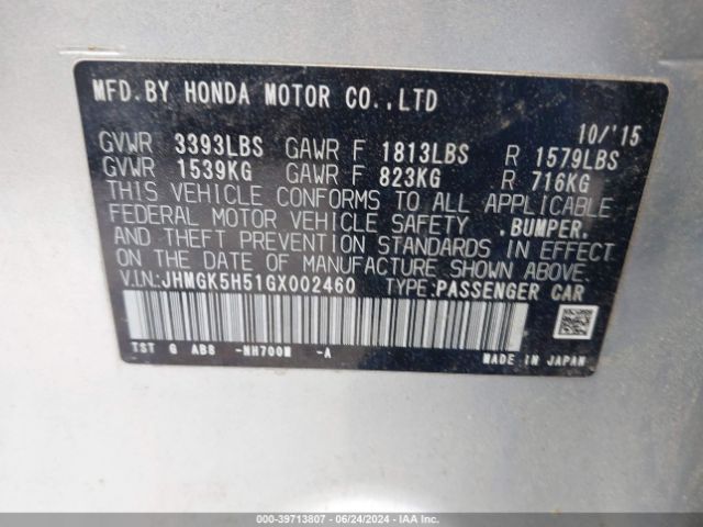 Photo 8 VIN: JHMGK5H51GX002460 - HONDA FIT 