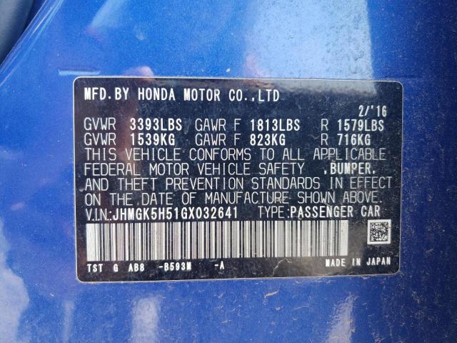 Photo 11 VIN: JHMGK5H51GX032641 - HONDA FIT LX 