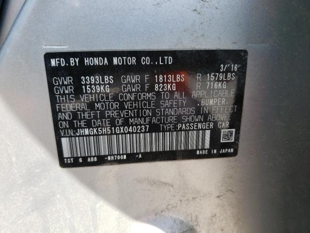 Photo 9 VIN: JHMGK5H51GX040237 - HONDA FIT LX 