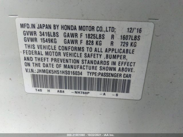 Photo 8 VIN: JHMGK5H51HS016034 - HONDA FIT 