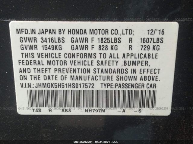 Photo 8 VIN: JHMGK5H51HS017572 - HONDA FIT 