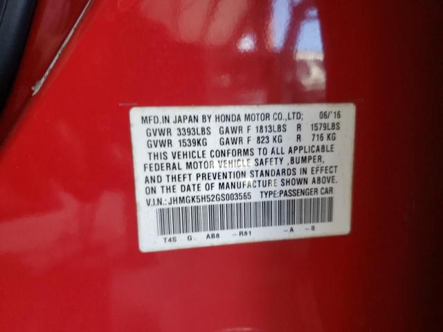 Photo 11 VIN: JHMGK5H52GS003565 - HONDA FIT 