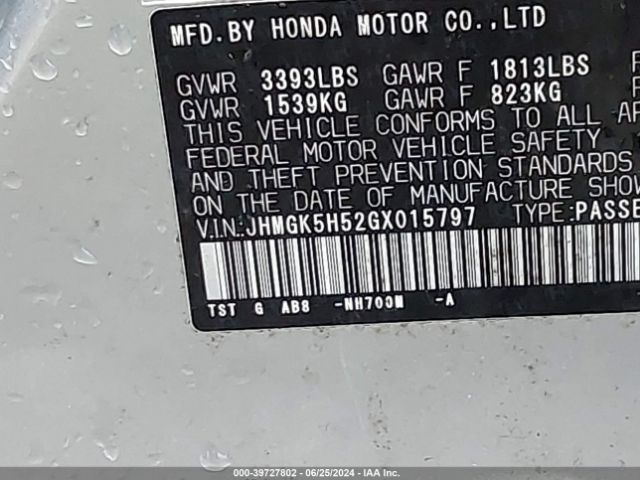 Photo 8 VIN: JHMGK5H52GX015797 - HONDA FIT 