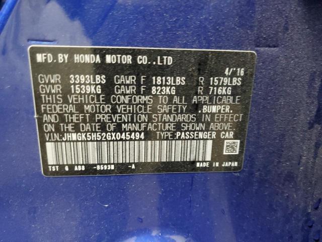 Photo 12 VIN: JHMGK5H52GX045494 - HONDA FIT 