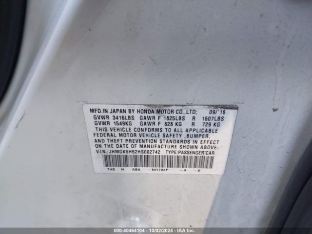 Photo 8 VIN: JHMGK5H52HS002742 - HONDA FIT 