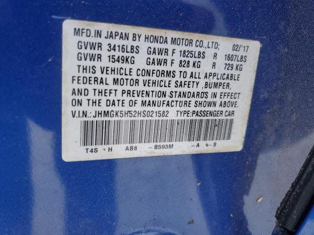 Photo 12 VIN: JHMGK5H52HS021582 - HONDA FIT LX 