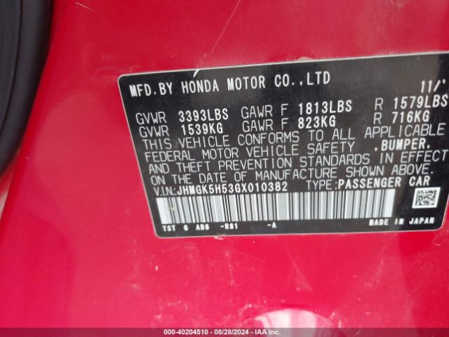 Photo 8 VIN: JHMGK5H53GX010382 - HONDA FIT 