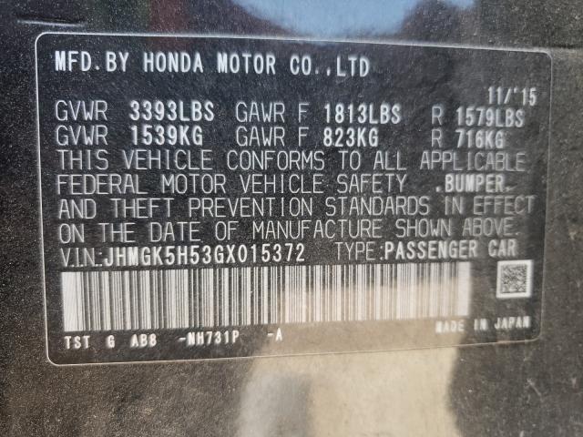 Photo 9 VIN: JHMGK5H53GX015372 - HONDA FIT LX 