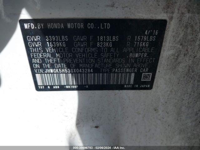 Photo 8 VIN: JHMGK5H53GX043284 - HONDA FIT 