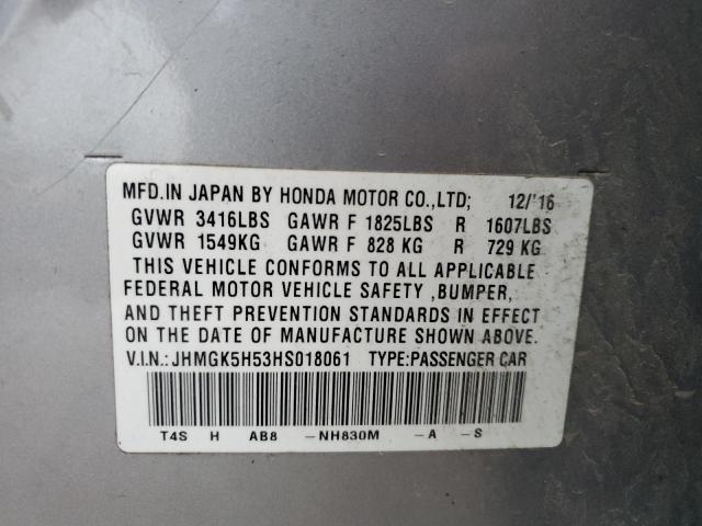 Photo 11 VIN: JHMGK5H53HS018061 - HONDA FIT 