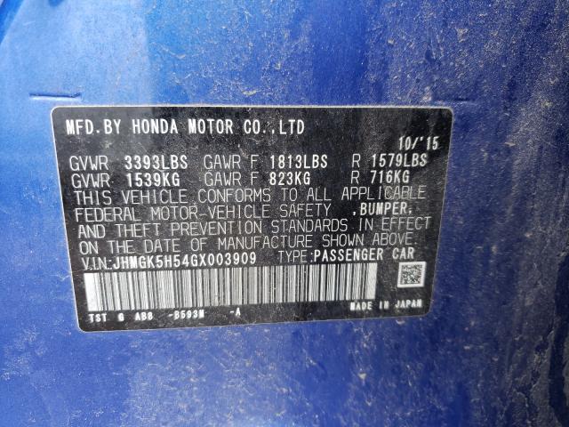 Photo 9 VIN: JHMGK5H54GX003909 - HONDA FIT LX 