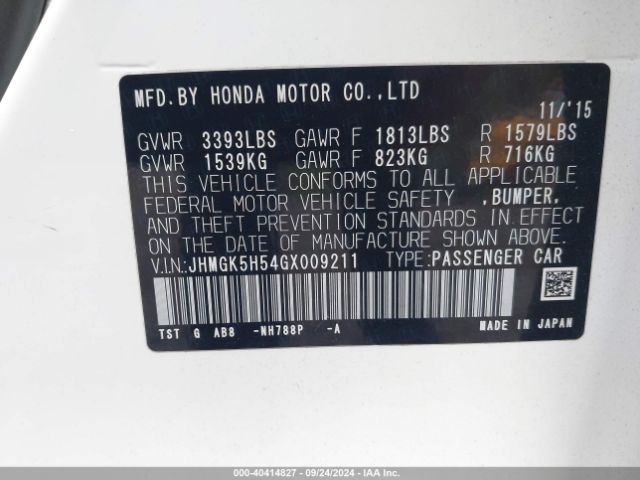 Photo 8 VIN: JHMGK5H54GX009211 - HONDA FIT 