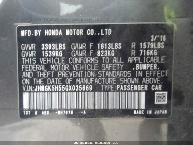 Photo 8 VIN: JHMGK5H55GX035669 - HONDA FIT 