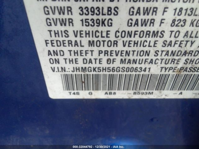 Photo 8 VIN: JHMGK5H56GS006341 - HONDA FIT 