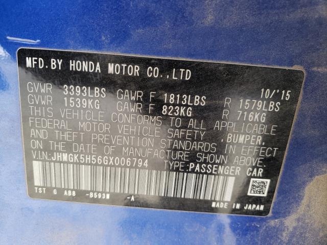 Photo 9 VIN: JHMGK5H56GX006794 - HONDA FIT LX 