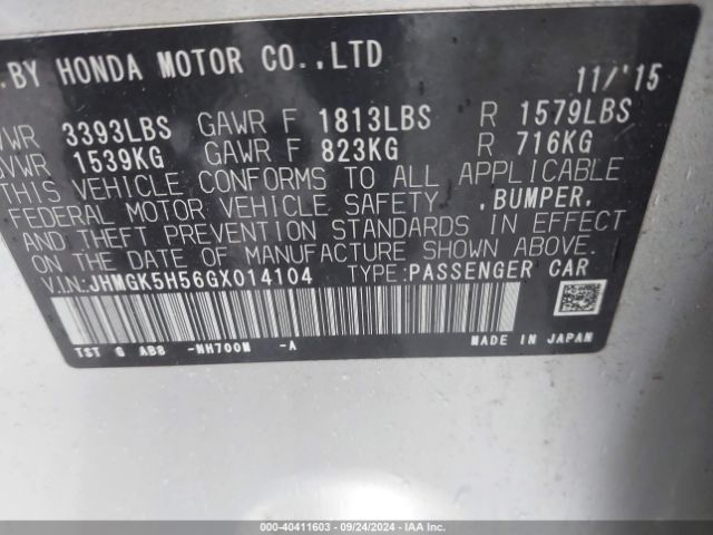 Photo 8 VIN: JHMGK5H56GX014104 - HONDA FIT 