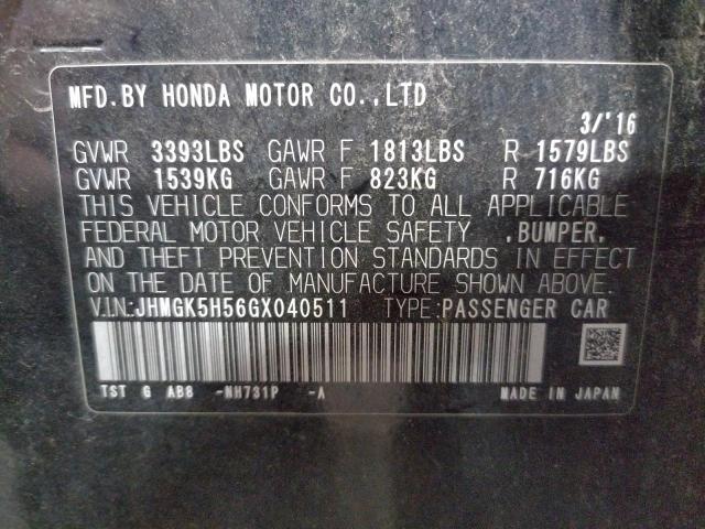 Photo 9 VIN: JHMGK5H56GX040511 - HONDA FIT LX 