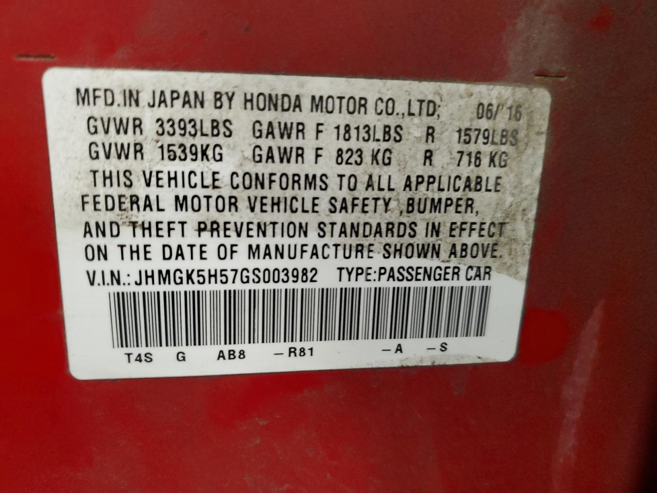 Photo 11 VIN: JHMGK5H57GS003982 - HONDA FIT 