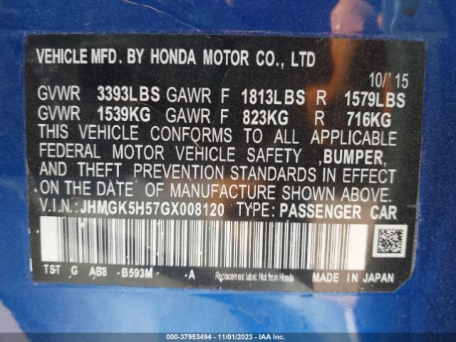 Photo 8 VIN: JHMGK5H57GX008120 - HONDA FIT 