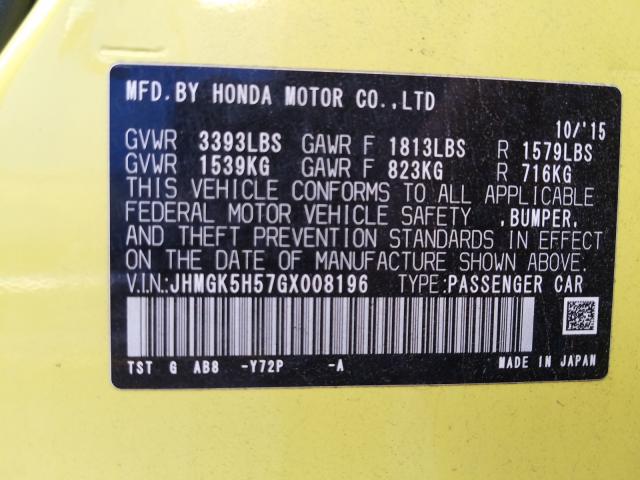 Photo 9 VIN: JHMGK5H57GX008196 - HONDA FIT LX 