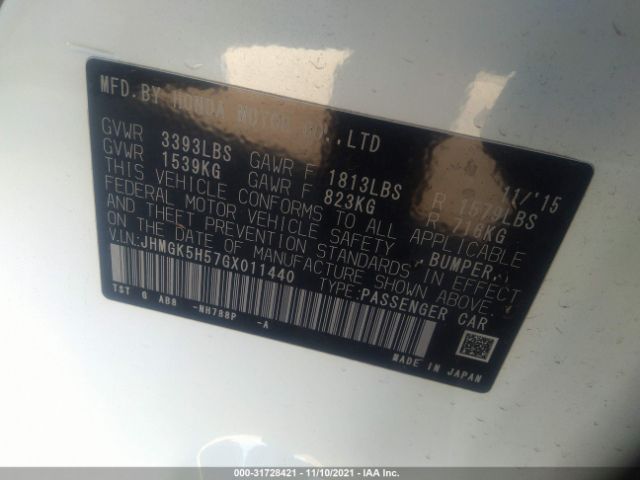 Photo 8 VIN: JHMGK5H57GX011440 - HONDA FIT 