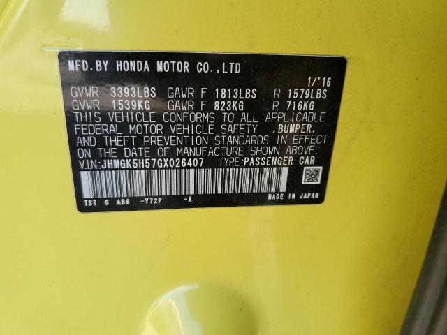 Photo 12 VIN: JHMGK5H57GX026407 - HONDA FIT LX 