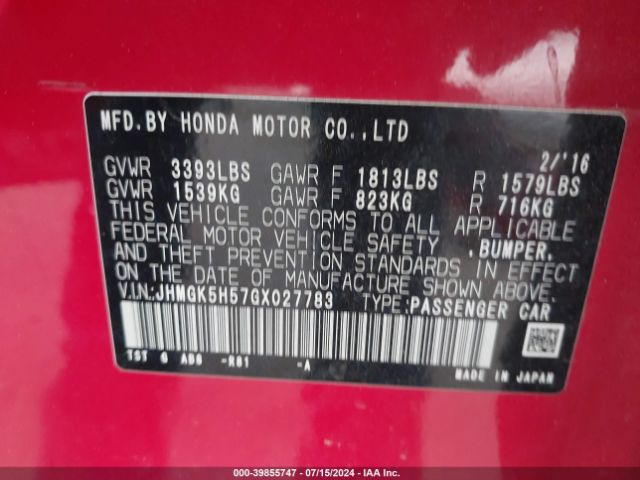 Photo 8 VIN: JHMGK5H57GX027783 - HONDA FIT 