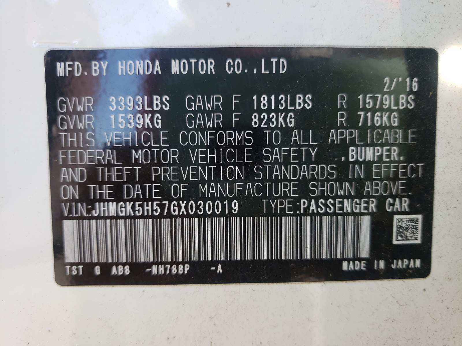 Photo 9 VIN: JHMGK5H57GX030019 - HONDA FIT LX 