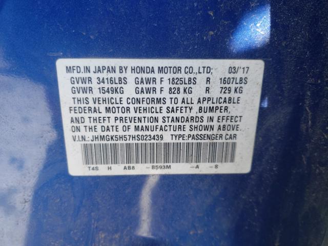 Photo 9 VIN: JHMGK5H57HS023439 - HONDA FIT LX 