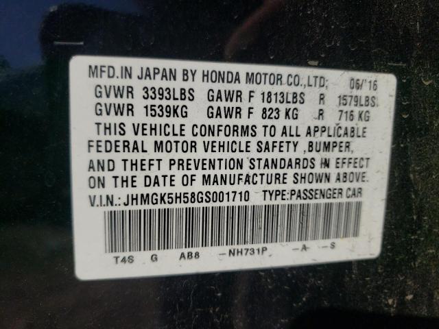 Photo 11 VIN: JHMGK5H58GS001710 - HONDA FIT 